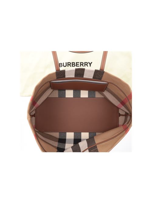 LL MD LONDON TOTE CHK BIN BURBERRY | 80840471/TAUPE BROWN IP CHECK